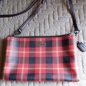 Coach Red and Black Checkered Crossbody Bag